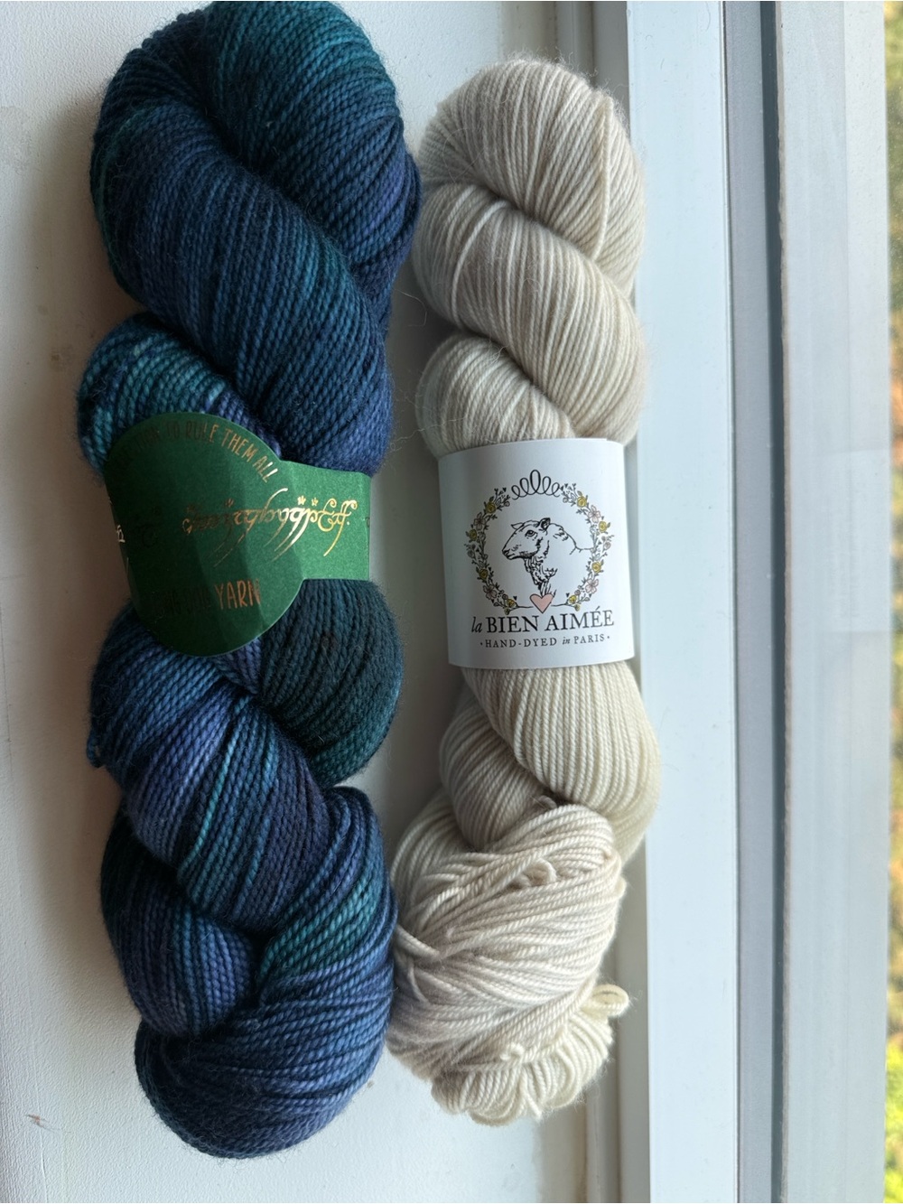 Hand-Dyed Sock /sport Yarn - Navy & Cream